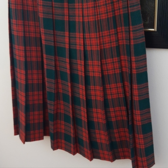 Vintage High Waist Plaid Pleated Skirt - Picture 3 of 16